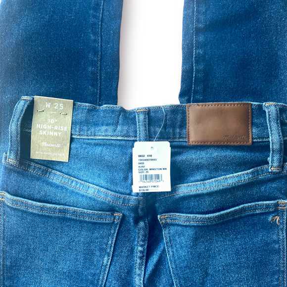 NEW $135 MADEWELL High Rise Ankle Skinny Jeans Denim Medium Wash Size 25 - Picture 4 of 9